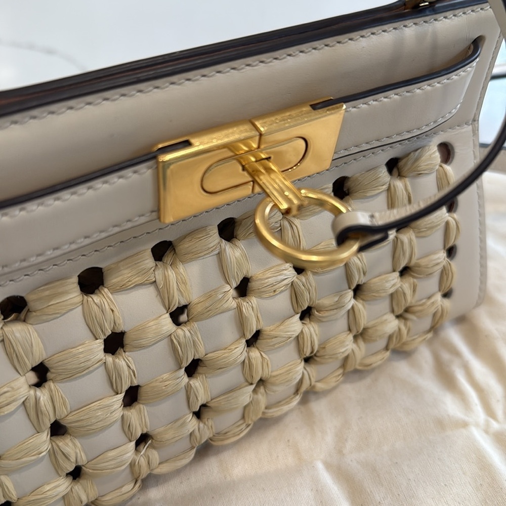 NWOT Tory Burch Lee Radziwill Raffia Punch Petite Bag - Picture 11 of 12